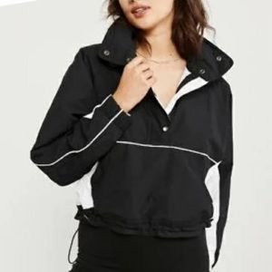 Abercrombie and fitch pullover windbreaker cropped jacket quarter zip sz Small